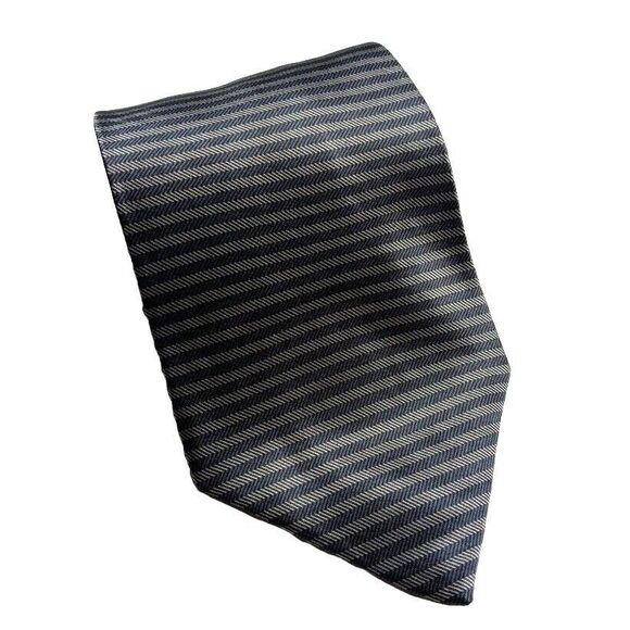 Ottimo Gray Striped Tie Necktie Silk 4 Inch 58 Long - Picture 1 of 2